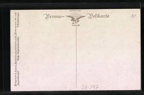 Künstler-AK Wohlgemuth & Lissner, Primus-Postkarte No. 1132: Jugendstreiche, Leda mit dem Schwan