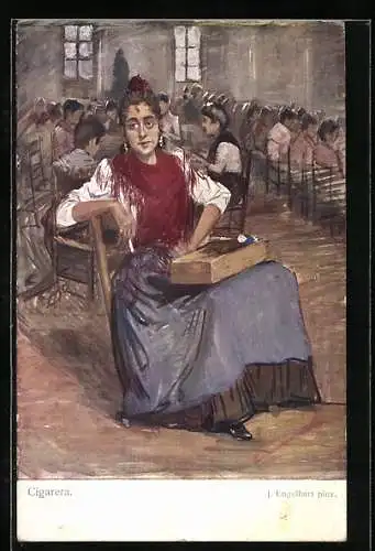 AK Junge Frau in einer Zigarrenfabrik