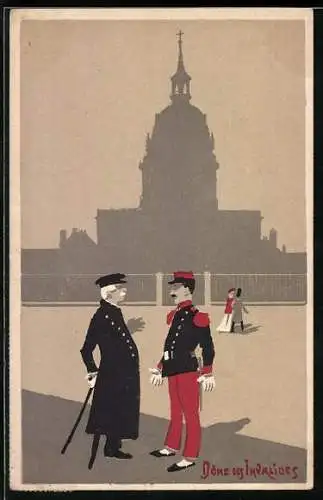 AK Paris, Dôme des Invalides, Soldat und Versehrter