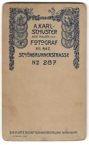 Fotografie A. Karl Schuster, Wien, Schönbrunnerstr. 287, Medaillen mit floraler Verzierung