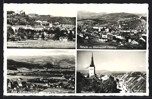 AK Voitsberg, Hauptplatz, Totalansicht mit Gleinalpe