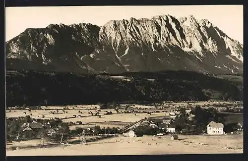 AK Stein a. d. Enns, Totalansicht mit Alpenpanorama