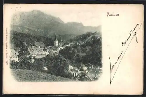 AK Aussee, Blick vom Berg auf den Ort