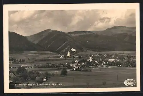 AK St. Marein, Gesamtansicht mit St. Lorenzen im Mürztale