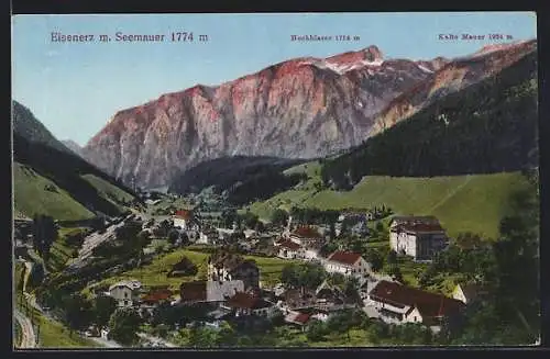 AK Eisenerz, Ortsansicht mit Seemauer