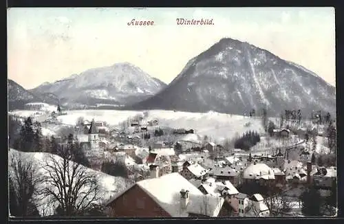 AK Aussee, Winterbild der Ortschaft