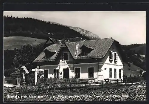 AK Kapellen a. d. Mürz, Gasthof Zum steir. Alpenjäger, gegen Rax