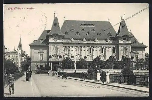 AK Bern, Strassenpartie mit Blick zum Kasino