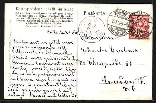 AK Basel, Neue mittlere Rheinbrücke