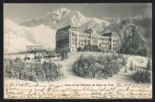 AK Caux, Hotel et les Rochers de Naye en hiver