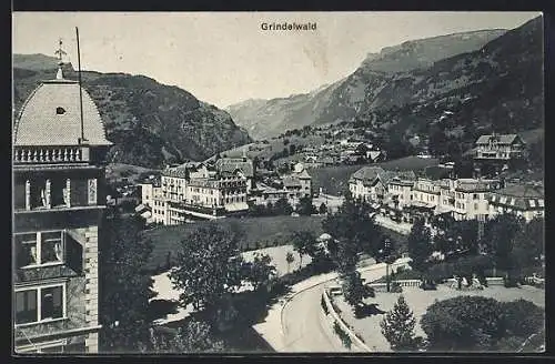 AK Grindelwald, Totalansicht aus der Vogelschau