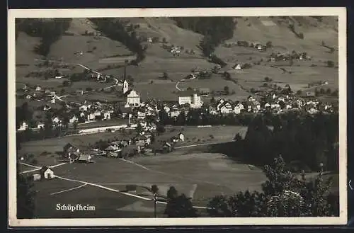 AK Schüpfheim, Ortsansicht von einem Berg aus