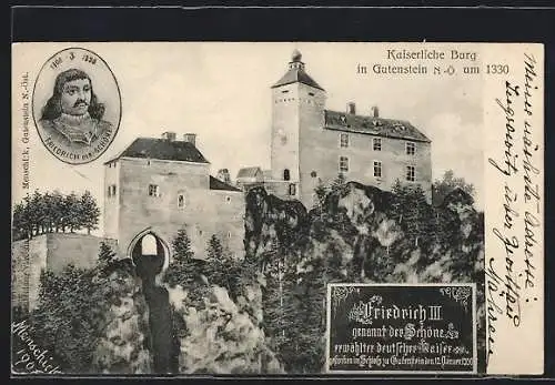 AK Gutenstein, Kaiserliche Burg, Portrait Friedrich III.