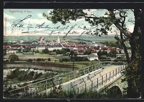 AK Eggenburg, Ortspanorama mit Brücke