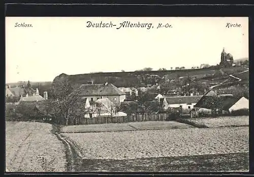 AK Deutsch-Altenburg, Ortsansicht mit Schloss und Kirche