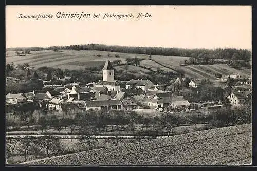 AK Christofen bei Neulengbach, Totale mit Kirche von der Anhöhe aus gesehen