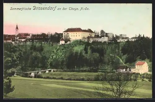 AK Drosendorf a. d. Thaya, Ortsansicht mit Schloss