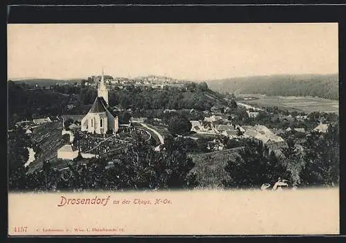 AK Drosendorf a. d. Thaya, Ortsansicht mit Kirche aus der Vogelschau