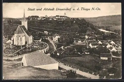 AK Drosendorf /Thaya, Stadt und Altstadt aus der Vogelschau