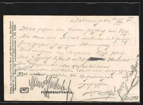 AK Klosterneuburg, Engelbad vom Flugzeug aus