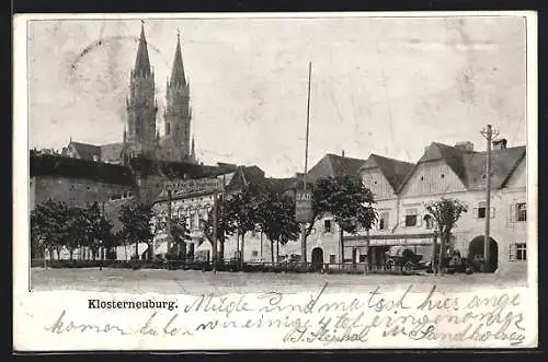 AK Klosterneuburg, Ortspartie mit Brauhaus und Kloster