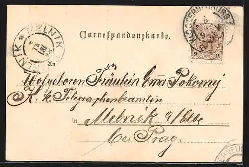 Lithographie Klosterneuburg, Stift im Abendrot