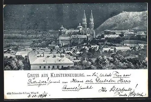 AK Klosterneuburg, Ortsansicht mit Stiftskirche