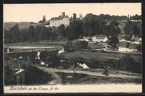 AK Karlstein an der Thaya, Ortsansicht mit Schloss