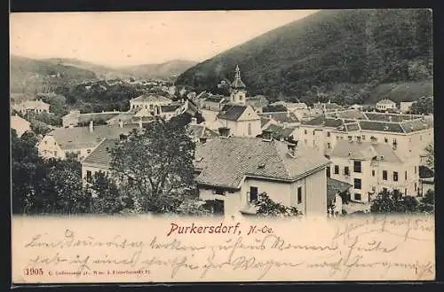 AK Purkersdorf, Gesamtansicht aus der Vogelschau