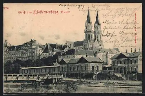 AK Klosterneuburg, Teilansicht mit Kirche