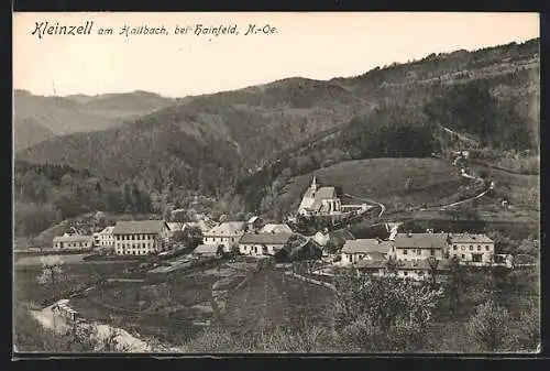 AK Kleinzell am Hallbach, Ortsansicht von einem Berg aus