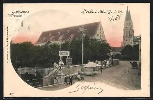 AK Klosterneuburg, Restaurant Stiftskeller mit Kirche