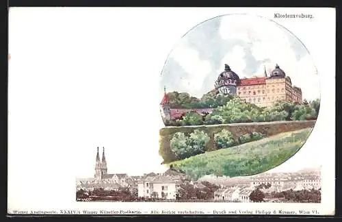 AK Klosterneuburg, Teilansicht und Blick zum Stift