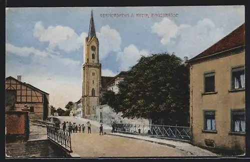 AK Germersheim a. Rh., Ringstrasse mit Kirche