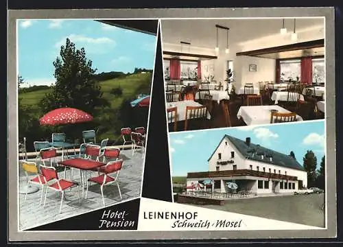 AK Schweich /Mosel, Hotel-Pension Leinenhof, Innenansicht, Terrasse