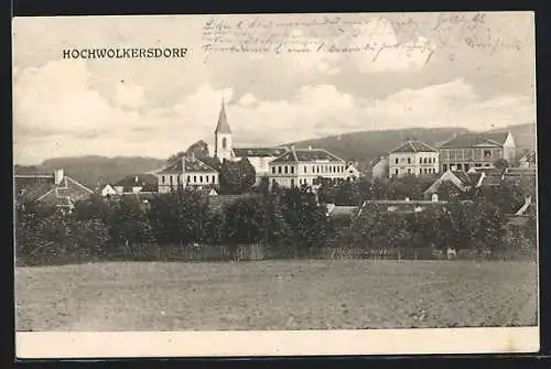 AK Hochwolkersdorf, Ortsansicht mit Kirche