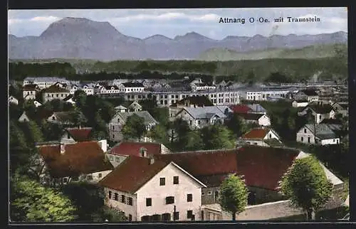 AK Attnang, Ortsansicht mit Traunstein