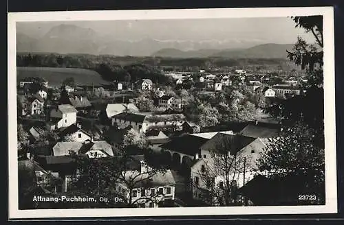 AK Attnang-Puchheim, Ortspanorama vom Berg aus gesehen