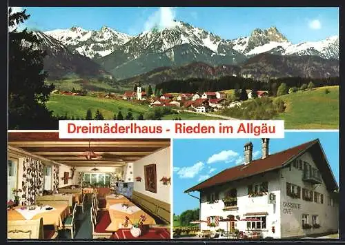 AK Rieden im Allgäu, Ortsansicht und Dreimäderlhaus