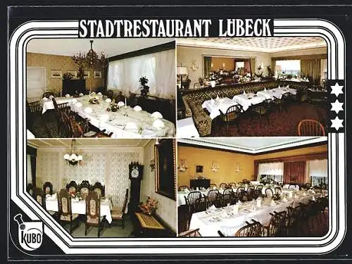 AK Lübeck, Vier Innenansichten vom Stadtrestaurant