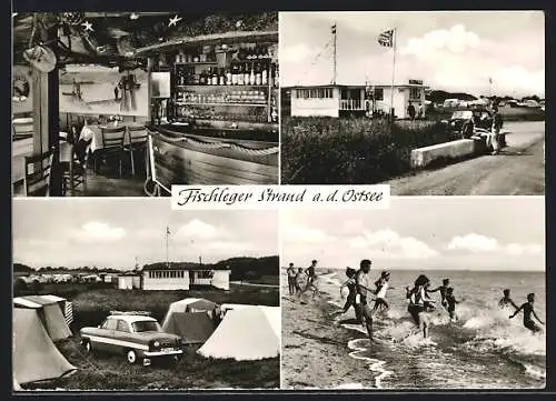 AK Fischleger Strand /Ostsee, Strandschenke Koralle mit Zeltplatz