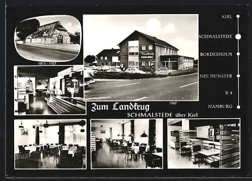 AK Schmalstede über Kiel, Gaststätte Zum Landkrug in sechs Ansichten
