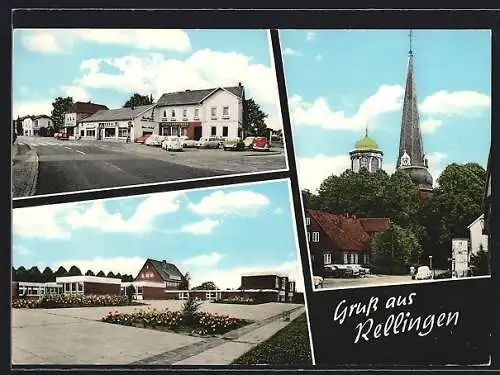 AK Rellingen, Drei Ansichten aus dem Ort
