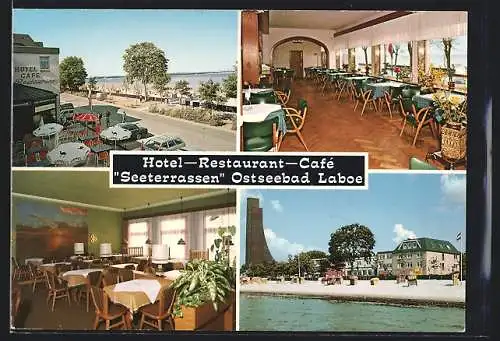 AK Laboe /Ostsee, Vier Ansichten von Hotel-Restaurant-Cafè Seeterrassen