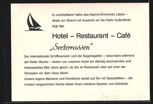 AK Laboe /Ostsee, Vier Ansichten von Hotel-Restaurant-Cafè Seeterrassen
