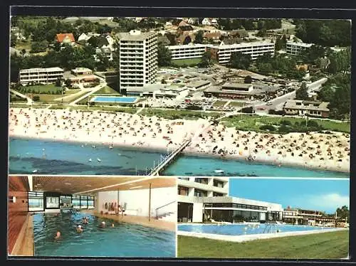 AK Pelzerhaken /Ostsee, Fliegeraufnahme vom Hotel mit Hallenschwimmbad und Freibad