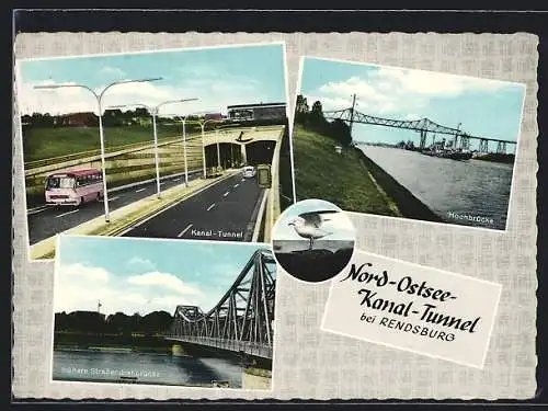AK Rendsburg, Nord-Ostsee-Kanal-Tunnel, Kanal-Tunnel, frühere Strassendrehbrücke, Hochbrücke