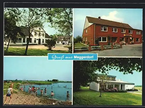 AK Meggerdorf, Schule, Strandbad und Lebensmittelhaus EDEKA