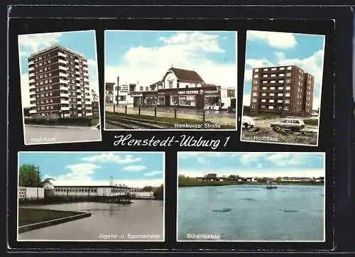 AK Henstedt-Ulzburg, Hochhaus, Hamburger Strasse, Jugend- u. Sportlerheim, Schwimmbad