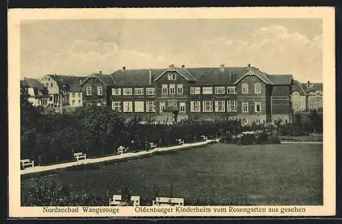 AK Wangerooge /Nordsee, Oldenburger Kinderheim vom Rosengarten aus gesehen
